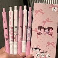 Bow Pattern Gel Pen, 6 Counts/set Quick Drying Gel Pen, Smooth Writing Pen for Home Office School Dormitory, Gel Ink Pen, Col...