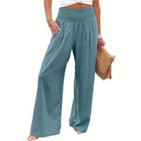 ANRABESS Women Linen Palazzo Loose Pants Summer Boho Wide Leg High Waist Casual Lounge Pant 2025 Beach Travel Vacation Outfit...
