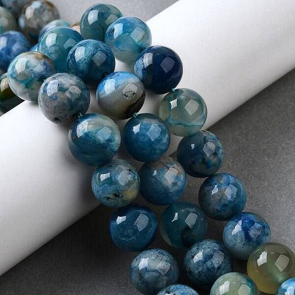 Natural Blue Cherry Blossom Agate Beads Strands