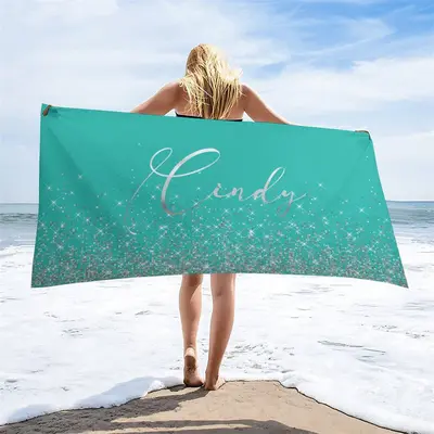 Glitter Silver Custom Name Summer Beach Towel - Aperturee