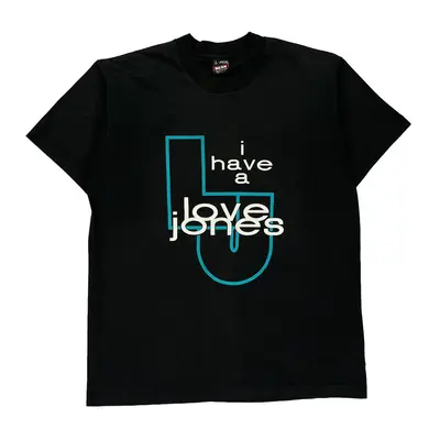 Single Stitch Fruit Of The Loom Graphic T-Shirt - Large Black Cotton Blend