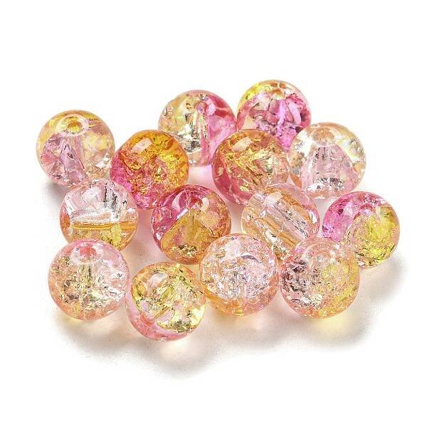 Transparent Spray Painting Crackle Glass Beads