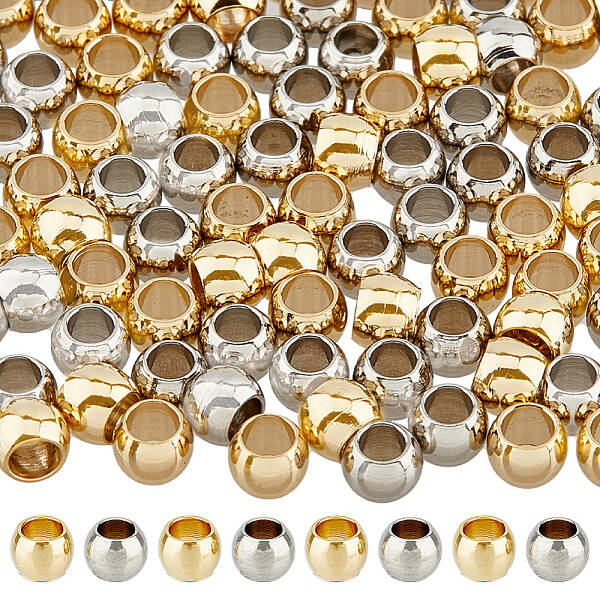 100Pcs 2 Colors 201 Stainless Steel Spacer Beads
