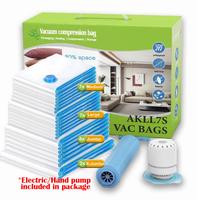 Vacuum Bag with Electric pump, Multi-Size Space Saving Compression Bags for Clothes, Comforters, Blankets, Bedding  Reusable ...