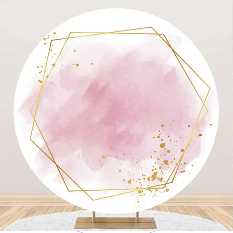 Pink Gold Abstract Marble Texture Round Backdrop