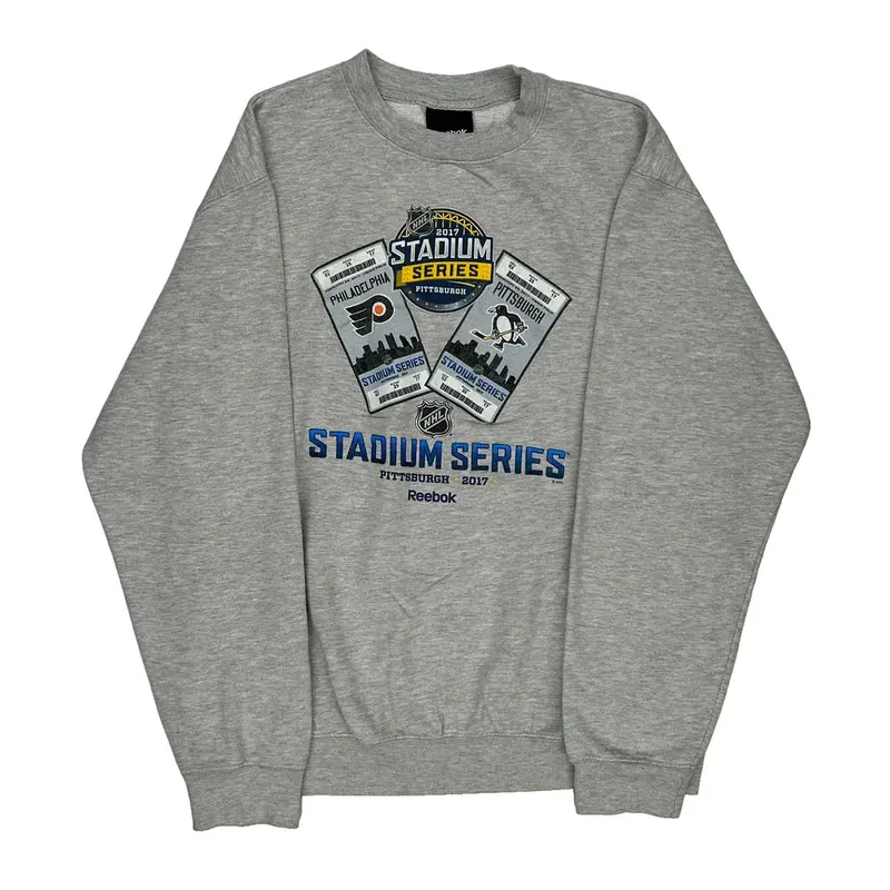 Nhl Stadium Series Reebok Graphic Sweatshirt - Large Grey Cotton Blend