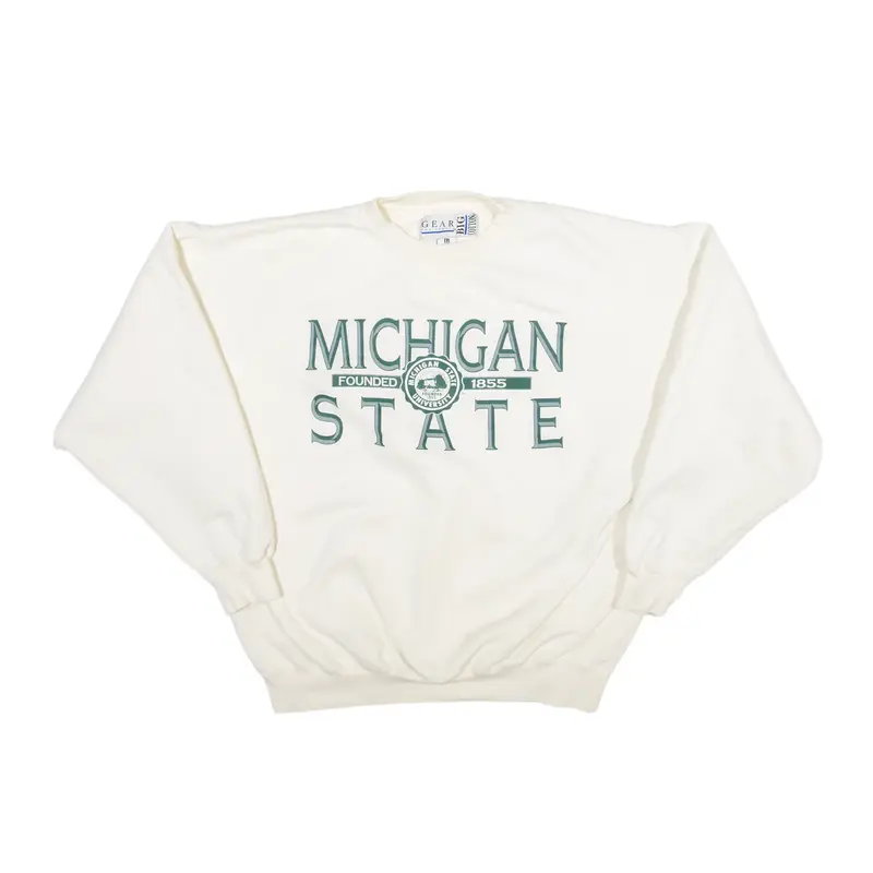 BIG COTTON Michigan State USA Sweatshirt White Mens L