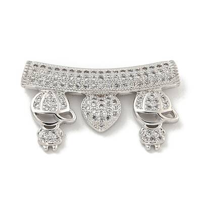 Brass Micro Pave Clear Cubic Zirconia Beads
