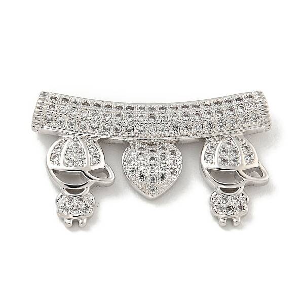 Brass Micro Pave Clear Cubic Zirconia Beads