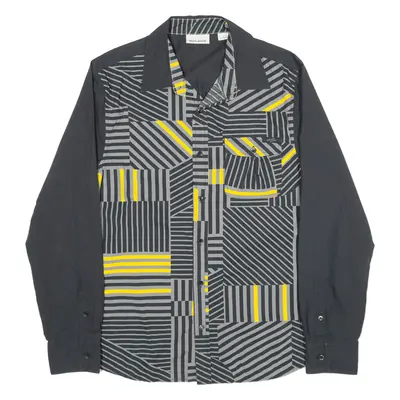DKNY JEANS Shirt Black Geometric Long Sleeve Mens M