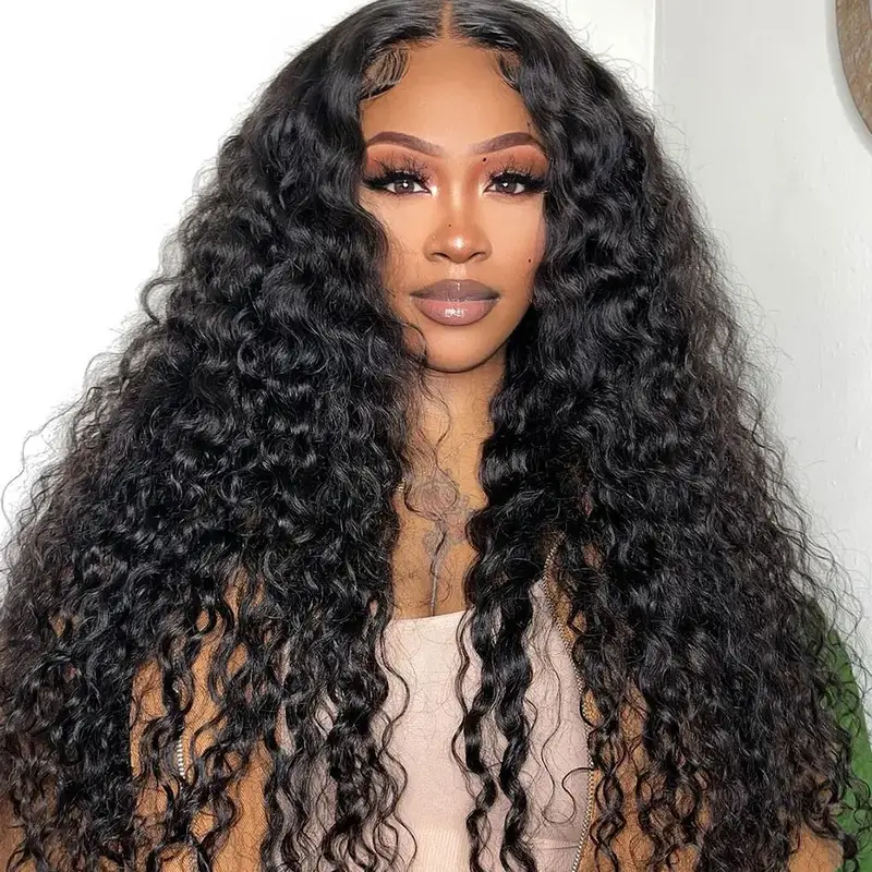 MOREFACE 13*6 Deep Wave Transparent Lace Front Human Hair Wig Kinky Curly Wigs Afro Curly PrePlucked with Baby Hair