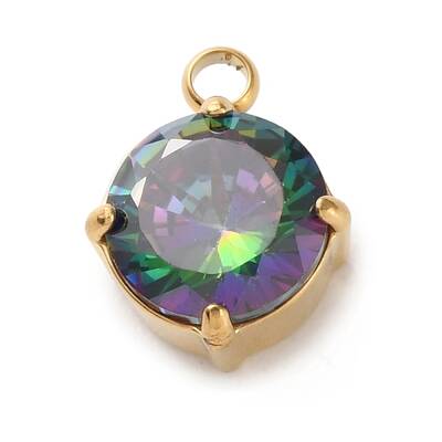 304 Stainless Steel Micro Pave Cubic Zirconia Pendants