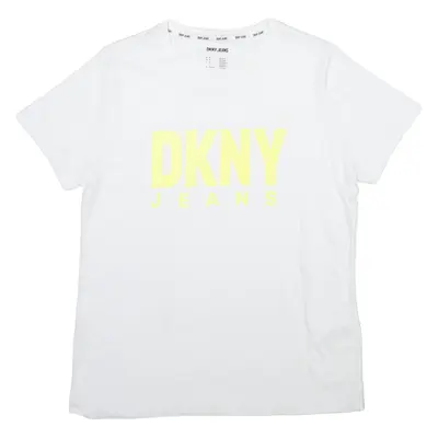 DKNY Womens T-Shirt White Crew Neck M