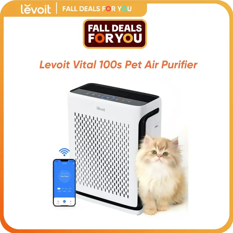LEVOIT Vital 100S Pet Air Purifier for Home Large Room Bedroom Up to 1110 Ft² with Light Sensors, Smart WiFi, HEPA, Sleep Mo...