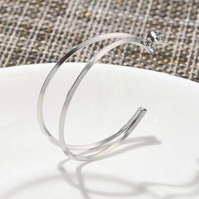 Ion Plating(IP) 304 Stainless Steel C-Shaped Stud Earrings for Women