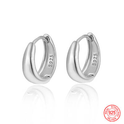 Anti-Tarnish Rhodium Plated 925 Sterling Silver Hoop Earrings