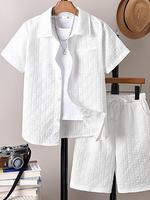 Two-Piece Set Boy's Short Sleeve Shirt & Elastic Waist Shorts Set, Casual Summer Outfits Clothes for Kids, Kid's Clothing