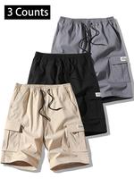 Men's Letter Patched Flap Pocket Cargo Shorts, Regular Fit Casual Fashion Comfy Shorts for Summer, Men's Bottoms for Daily We...