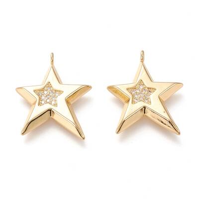 Brass Micro Pave Clear Cubic Zirconia Pendants