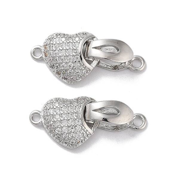 Brass Micro Pave Cubic Zirconia Fold Over Clasps