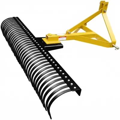 Garvee 72 Landscape Rake,Heavy Duty 3 Point Tractor Rake Fit Cat1/Cat 2, 360 Rotation Compatible,37 Steel Tines for Garden, F...