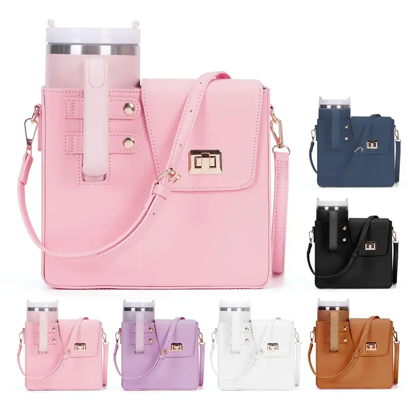 Portable Water Cup Storage Bag, 1 Count Outdoor Crossbody Shoulder Bag with Sports Water Bottle Holder, Fashionable Crossbody...