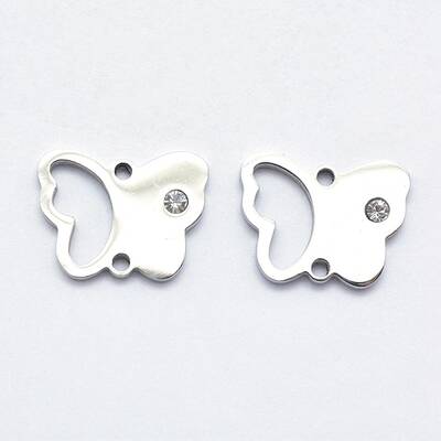 316 Surgical Stainless Steel Micro Pave Cubic Zirconia Links connectors