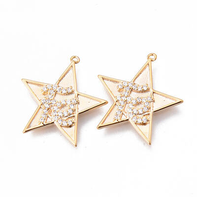 Brass Micro Pave Clear Cubic Zirconia Faith Pendants
