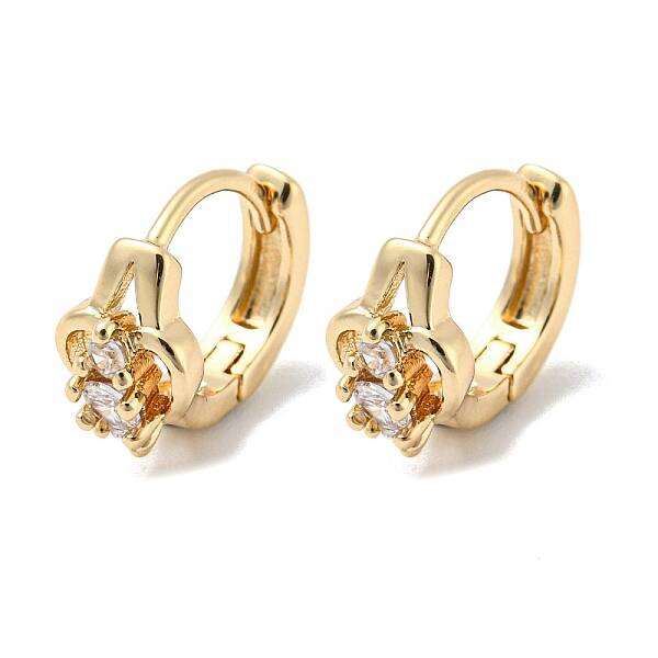 Brass with Clear Cubic Zirconia Hoop Earrings