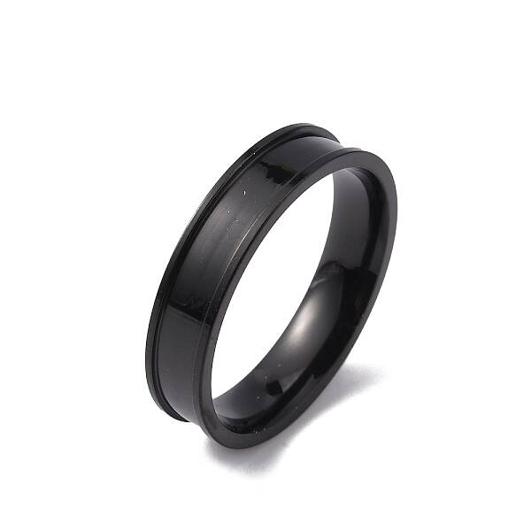 201 Stainless Steel Grooved Finger Ring Settings