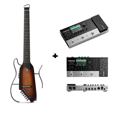 Donner HUSH™ I Acoustic-Electric Travel Guitar - Mahogany Sunburst / Guitar+Arena 2000