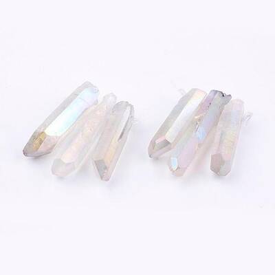Electroplated Natural Quartz Crystal Graduated Beads Strands