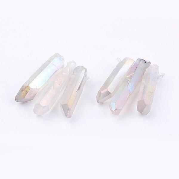 Electroplated Natural Quartz Crystal Graduated Beads Strands