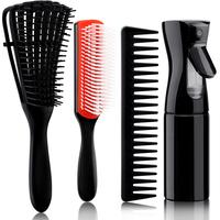 4pcs Curly Hair Brush Set for Adult Wet or Dry Hair, Detangling Brush for 3/4ABC Hair with Hair Detangler Brush Spray Bottle ...