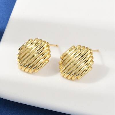 Oval Brass Stud Earrings