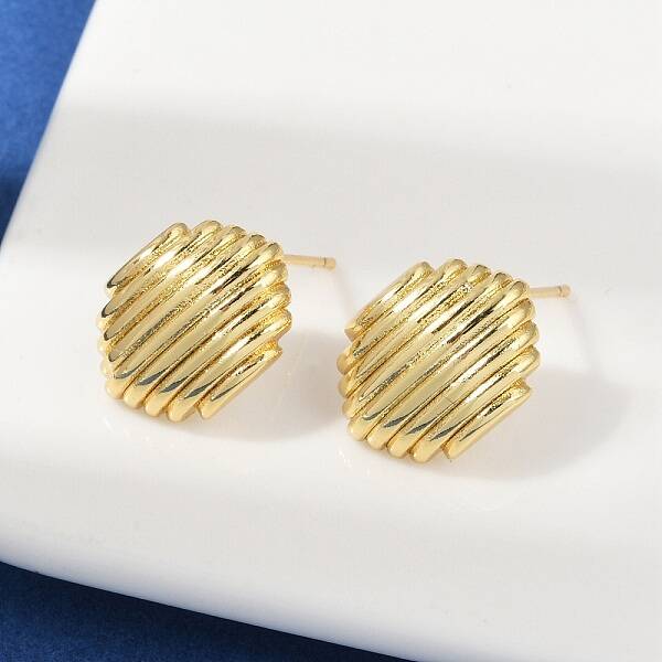 Oval Brass Stud Earrings