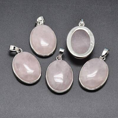Oval Platinum Plated Brass Gemstone Pendants