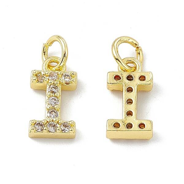 Real 18K Gold Plated Brass Micro Pave Clear Cubic Zirconia Charms