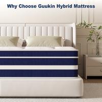 FVBEAYA 10/12 Inch boxed memory foam hybrid mattress with pocket springs, provides pressure relief and motion isolation, ergo...