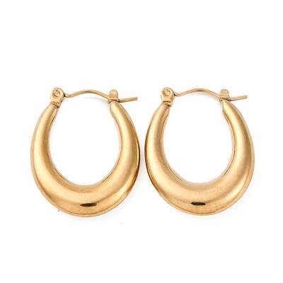 Ion Plating(IP) 304 Stainless Steel Chunky Oval Hoop Earrings for Women