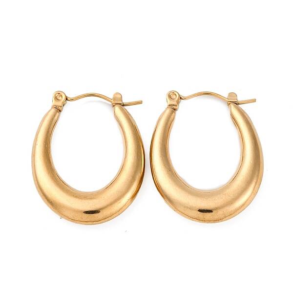 Ion Plating(IP) 304 Stainless Steel Chunky Oval Hoop Earrings for Women