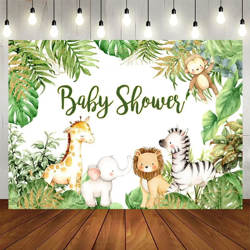 Aperturee Animals Jungle Baby Shower Photo Backdrop for Boy