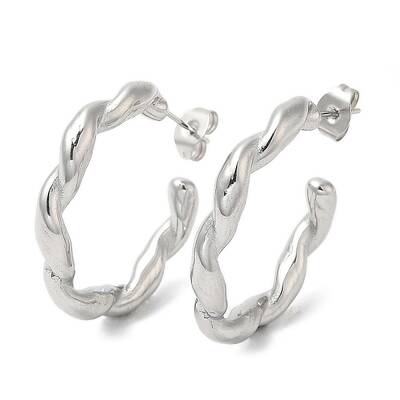 Non-Tarnish 304 Stainless Steel Twist Ring Stud Earrings