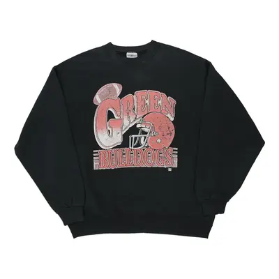 Green Bulldogs Jerzees Graphic Sweatshirt - Large Black Cotton Blend