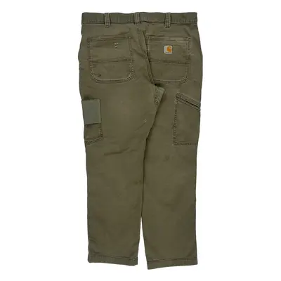 Workwear Carhartt Double Knee Carpenter Trousers - 35W 28L Khaki Cotton Blend | Size: 35″ waist