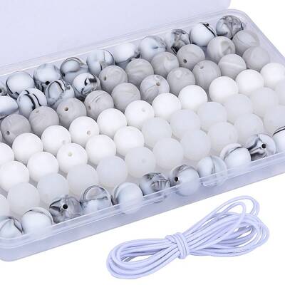 80Pcs 4 Style Round Silicone Focal Beads