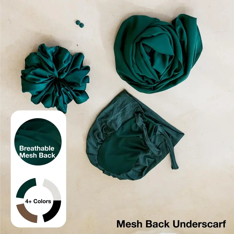 Voile Chic X SpeakPure 4-Piece Hijab Gift Set – Breathable, Hair-Friendly & Non-Slip Mesh Back