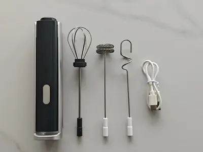 Milk  Frother ,  Rechargeable, 3 speeds , 3-in-1, USB C Charging , Built in Stand , Perfect  For Coffee , Protein Shakes , eg...