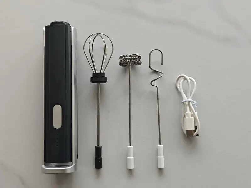 Milk  Frother ,  Rechargeable, 3 speeds , 3-in-1, USB C Charging , Built in Stand , Perfect  For Coffee , Protein Shakes , eg...