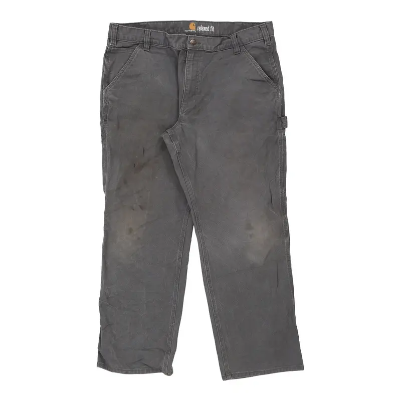 Lightly Worn Carhartt Carpenter Trousers - 37W 28L Grey Cotton
